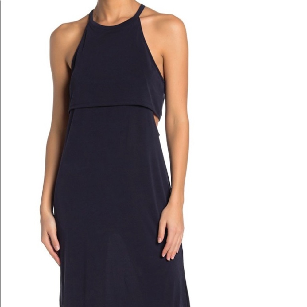 Double Zero Navy Layered Racerback Midi Dress